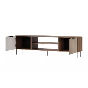 TV skapis Cama ALMERA 180.5×42×52.5 cm valrieksts/krems – skaidu plātnes virsma, valrieksta rāmis