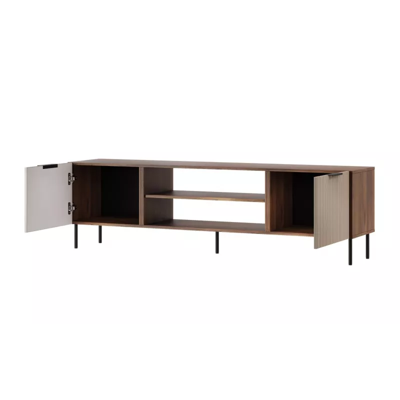 TV skapis Cama ALMERA 180.5×42×52.5 cm valrieksts/krems – skaidu plātnes virsma, valrieksta rāmis