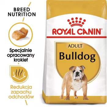 Sausā suņu barība Royal Canin Bulldog Adult 12 kg — pieaugušiem buldogiem, vistas garša