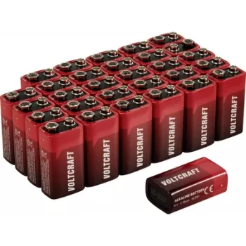 Voltcraft VC-16107990 9 V bloka baterija sārmu-mangāna 550 mAh 9V 30 gab.
