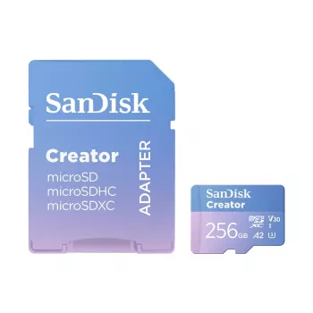 SanDisk Creator MicroSD atmiņas karte 256GB, ātrums līdz 190 MB/s