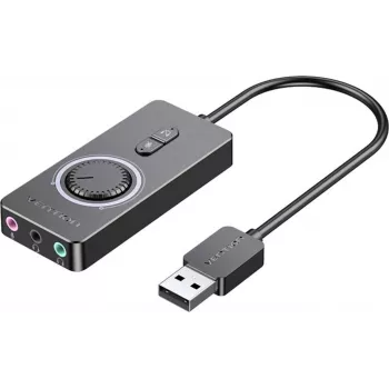 Ārējā USB 2.0 audio karte Vention CDRBF — 16 bitu, 44.1–48 kHz, barošana no USB, 1 m kabelis, line-in/line-out