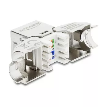 DELOCK Keystone Modulis RJ45 ligzda uz LSA Cat.6A bezinstrumentāls 45° leņķī ekranēts ar metāla fiksatoru