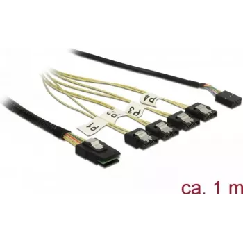 DeLOCK 85682 Mini SAS SFF-8087 uz 4x SATA kabelis ar sideband, 1 m