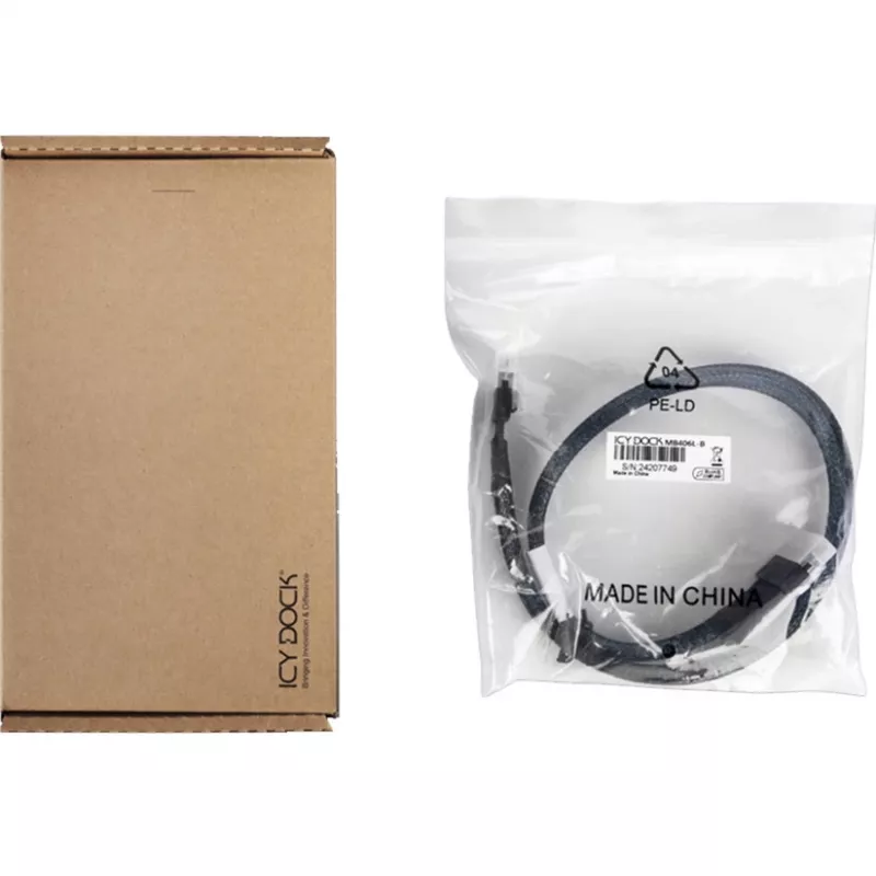 ICY DOCK MB406L-B SlimSAS 8i SFF-8654 uz SlimSAS 8i SFF-8654 kabelis, 0,5 m, melns