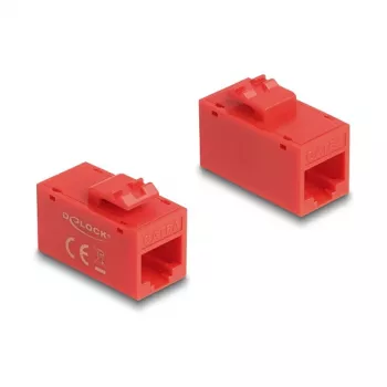 Keystone modulis DELOCK 90641, plakanā konstrukcija, RJ-45 savienotājs, sarkans