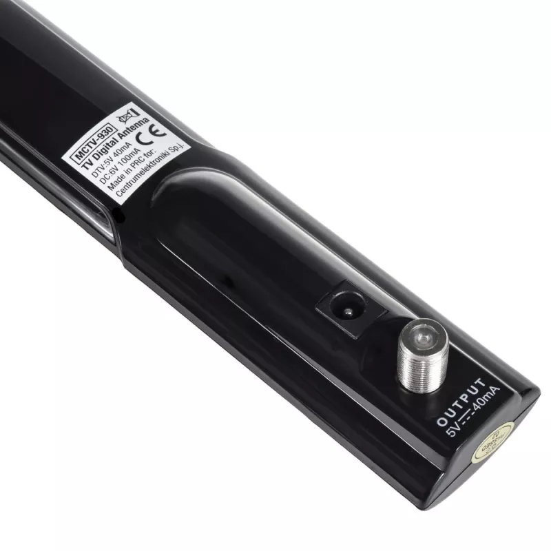 Maclean MCTV-930 aktīvā iekštelpu TV antena, DVB-T/T2, VHF/UHF/FM, LTE filtrs, 28 dB, F savienotājs, melna