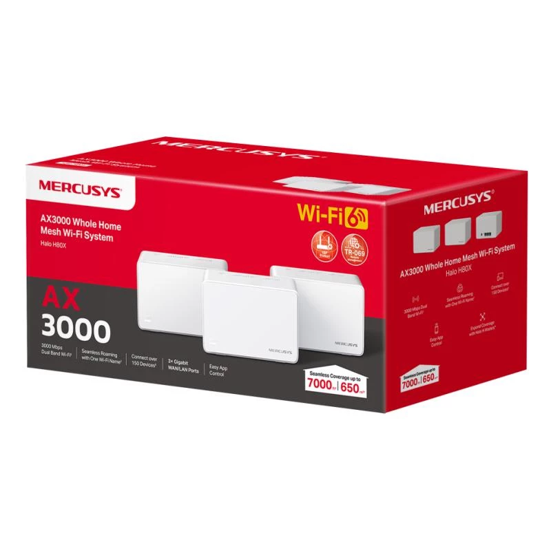 Mercusys Halo H80X (3-pack) – pilna mājas Wi-Fi 6 tīkla sistēma