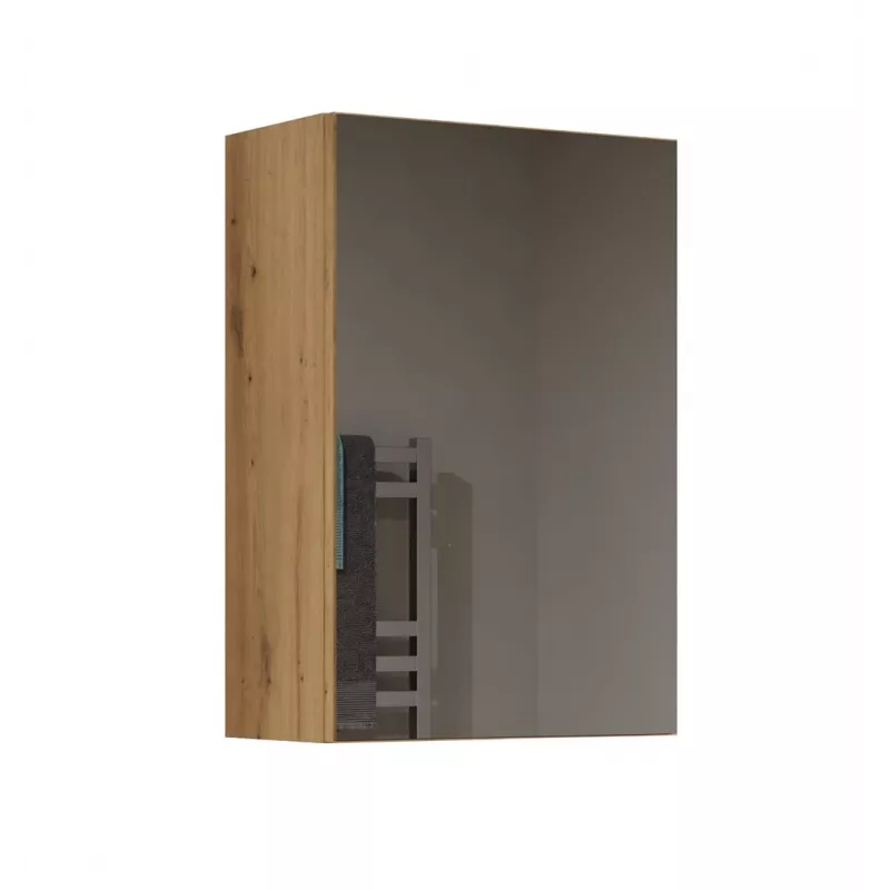 Sienas skapis vannas istabai POLA 1DL ARTISAN — ozola krāsas rāmis, 400×220×600 mm, 3 plaukti