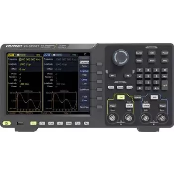 VOLTCRAFT FG-32502T funkciju ģenerators, tīkla barošana, 1 µHz – 250 MHz, 2 kanāli, patvaļīgs, troksnis, impulss, taisnstūris, sinusoidāls, trīsstūris