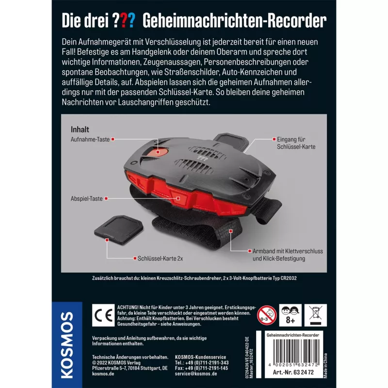 Die drei Geheimnachrichten-Recorder, detektīvu komplekts