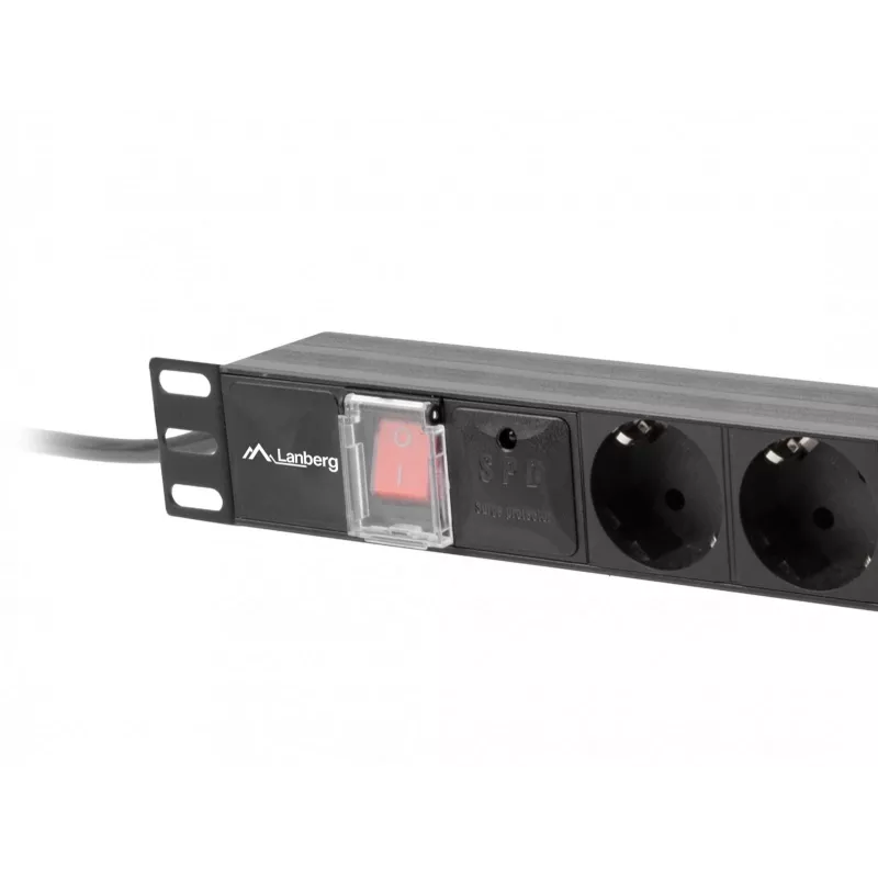 Strāvas sadalītājs Lanberg PDU-07F-0200-BK, 1U, 7 kontaktligzdas, 16 A, melns