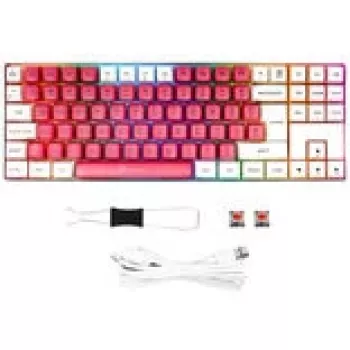 Mehāniskā spēļu tastatūra GAMIAC TKL90G ar Kailh Red slēdžiem, tenkeyless, balta/sarkana