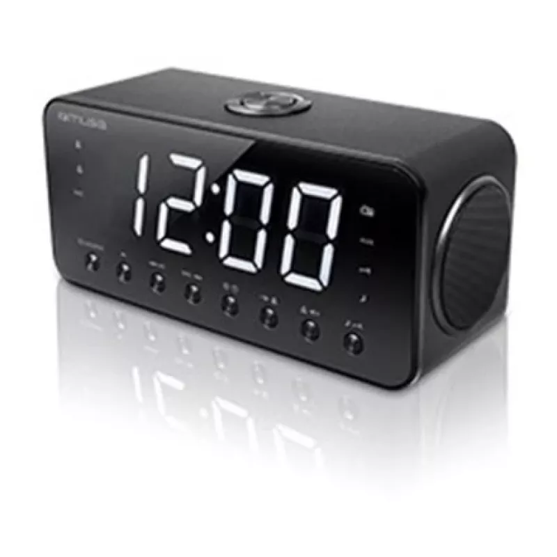 Modinātājs ar radio Muse M-192 CR — digitālais pulkstenis, FM uztvērējs, 1,8 collu LED displejs, melns koks, AC 100–240V, AAA rezerves