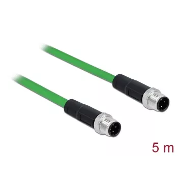 DeLOCK tīkla kabelis M12 (4-pin) savienotājs – M12 (4-pin) savienotājs, 5,0 m, SF/FTP, bez halogēna, zaļš (85920)