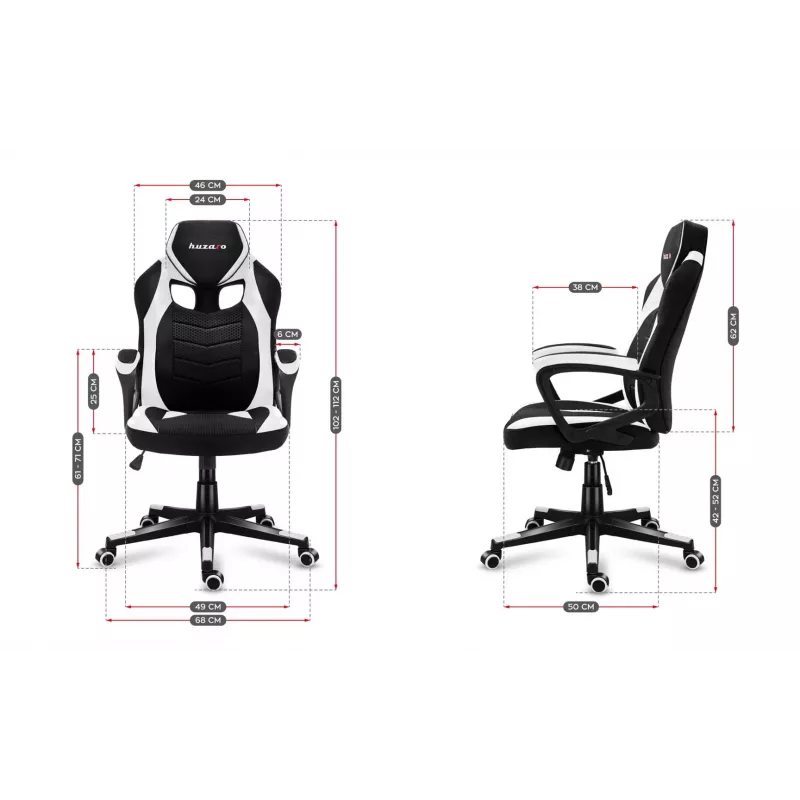 Spēļu krēsls HUZARO FORCE 2.5 BALTS SIETA AUDUMS
