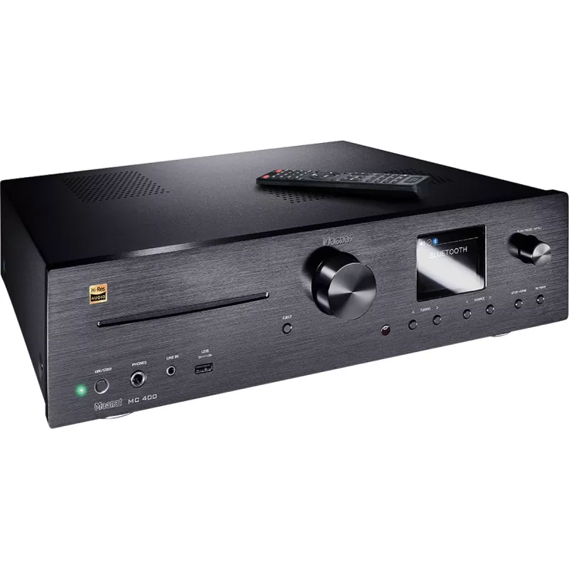 Stereo uztvērējs Magnat MC 400 — 2.0 kanāli, 40 W uz kanālu, CD atskaņotājs, Wi‑Fi, Bluetooth, DAB/FM, Ethernet (melns)