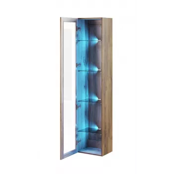 Vitrīnas skapis Cama Meble VIGO 180 – pie sienas stiprināms, 1800×400×300 mm, wotan ozols