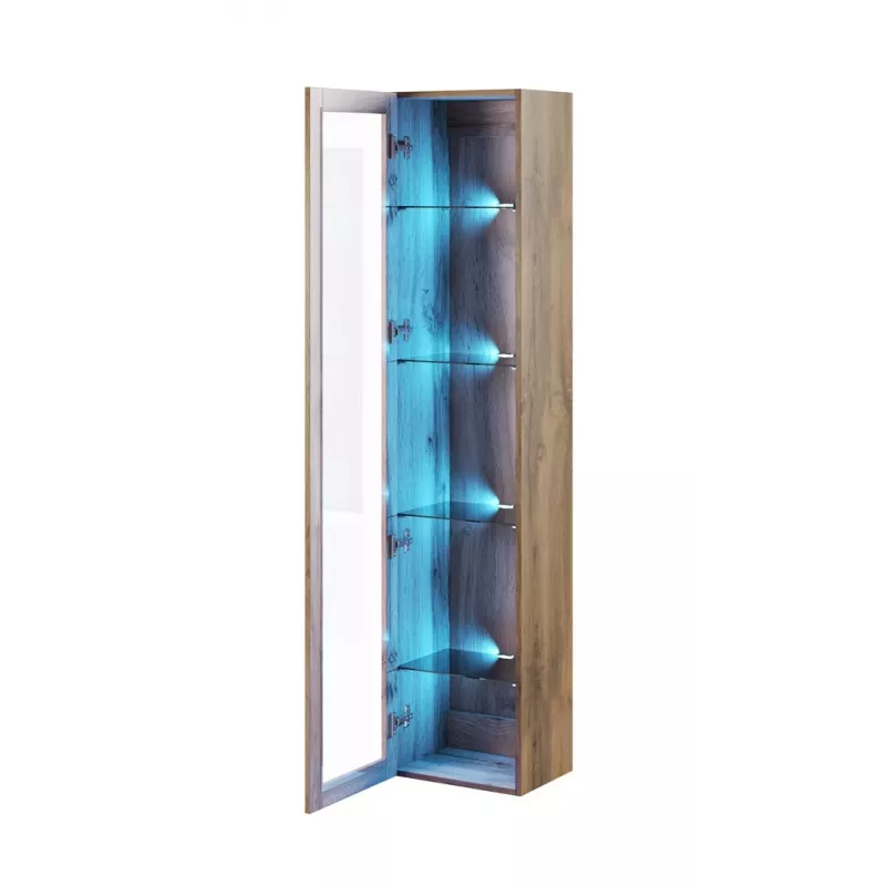 Vitrīnas skapis Cama Meble VIGO 180 – pie sienas stiprināms, 1800×400×300 mm, wotan ozols