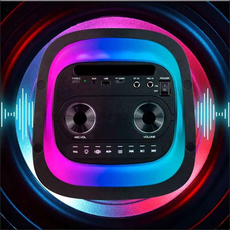 Portatīvais skaļrunis MANTA SPK0601B100, 100 W, Bluetooth, karaoke, bezvadu mikrofons, akumulators, ekvalaizers, disko apgaismojums