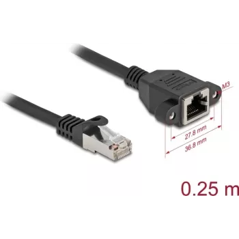 DeLOCK 90773 Tīkla kabelis Melns 0.25 m Cat6a S/FTP RJ-45