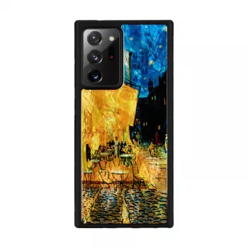 Telefona maciņš iKins Samsung Galaxy Note 20 Ultra — melns kafejnīcas terases dizains