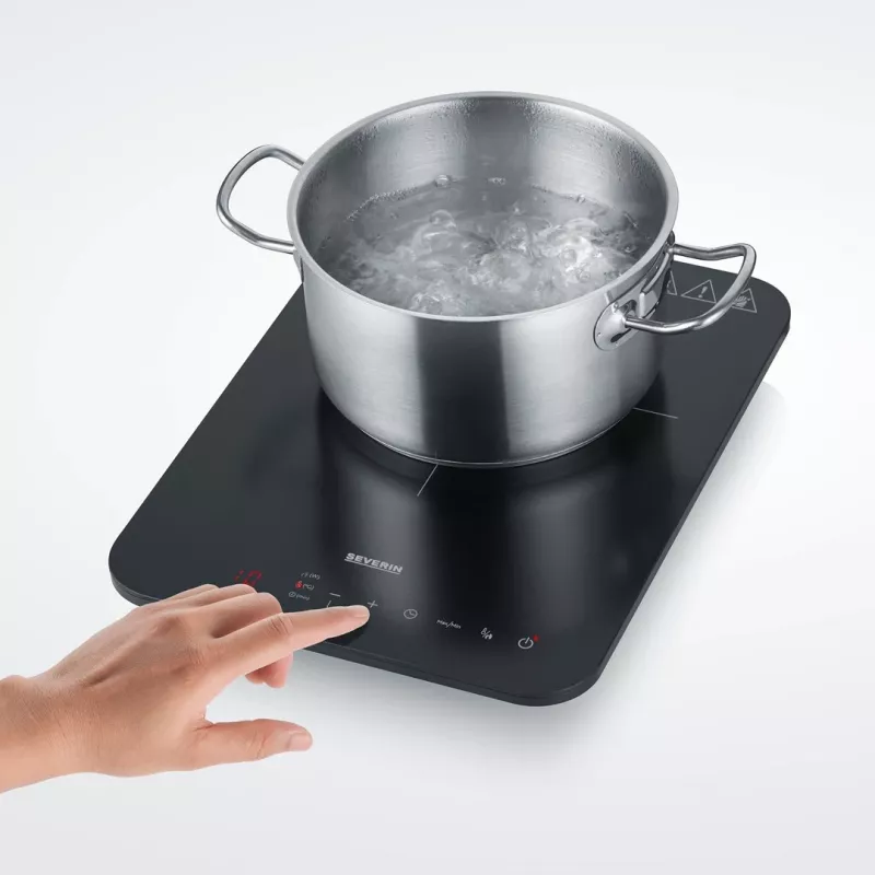 Indukcijas plīts SEVERIN KP 1032, 1 zona, skārienvadība, 220 mm Ø, 2000 W, stikla virsma, brīvstāvoša