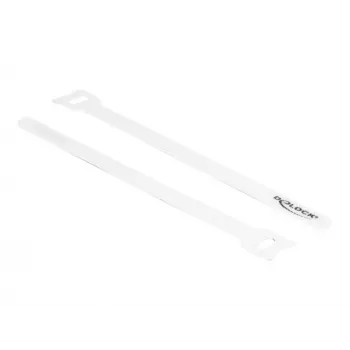 Kabeļu saite ar Velcro DeLOCK 19520 (10 gab., balta, 200 mm x 12 mm)
