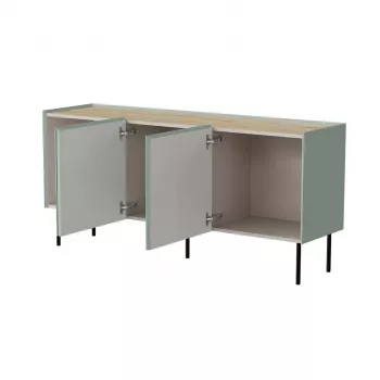 Kumode cama meble FELLINI 150×40×70 cm, olīvu ar eļļota ozola virsmu, MDF rāmis