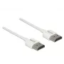 HDMI vads Delock High Speed ar Ethernet atbalstu, HDMI-A (vīrišķais) uz HDMI-A (vīrišķais), 2 m garš, 4K un 3D, 18 Gbps, plakans, trīskārši izolēts, baltā krāsā (85137)