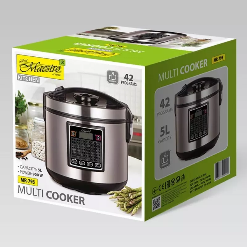 Multivārāmā iekārta Maestro MR-793 5L, 900W, Nerūsējošais tērauds/Melns, 42 Automātiskās programmas, 40–160°C