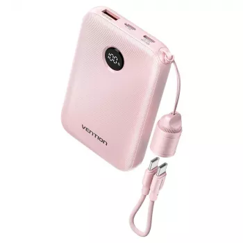 Power bank Vention FKAP0-C 10000 mAh, 2× USB-C + 1× USB-A, 22,5 W, Rozā