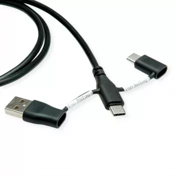 ROLINE USB 2.0 kabelis Type-C ST/ST ar datu bloķēšanas adapteriem A un C - kabelis - digitāls/dati