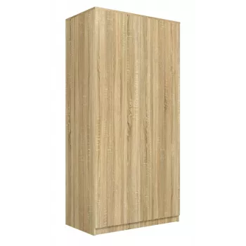 Garderobes skapis Top E Shop SD-90 SON KPL, ozola krāsas rāmis, 7 plaukti, 2 durvis