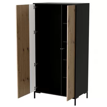 Skapis Cama meble Cama v, melns rāmis, 4 plaukti, 900×550×1840 mm