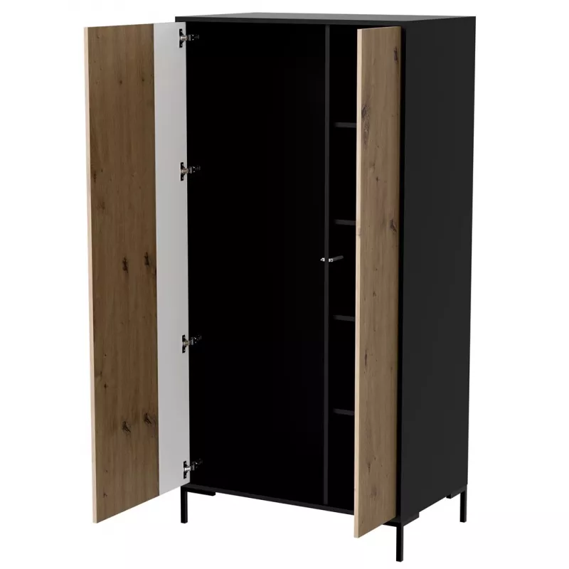 Skapis Cama meble Cama v, melns rāmis, 4 plaukti, 900×550×1840 mm
