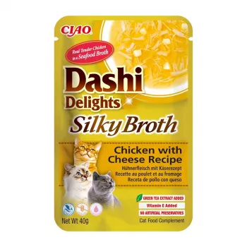 Kaķu slapjais kārums INABA Dashi Delights Silky Broth Chicken with Cheese 40 g vienreizējā paciņa
