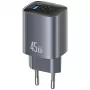 Lādētājs USAMS CC290 T66 45W GaN ātrā uzlāde sudrabs
