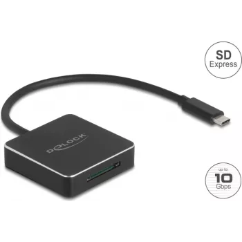 Karšu lasītājs DELOCK 91019 USB 3.1 (Gen 2) Type-C — SD / SDHC / SDXC, 10 Gbit/s, melns