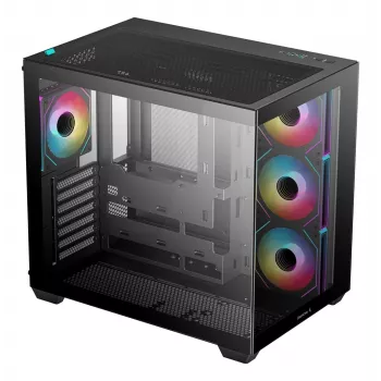 Korpuss DeepCool CG530 4F Midi Tower Melns — rūdīts stikls, ATX/ITX/Micro ATX, 3x120mm ventilatori, USB-C