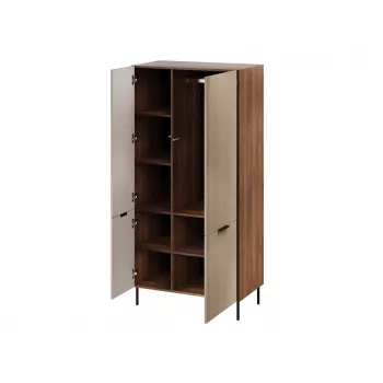 Garderobe Cama Meble ALMERA Cama 5 90x52x185 cm, valrieksta rāmis, krēmkrāsas durvis, 6 plaukti