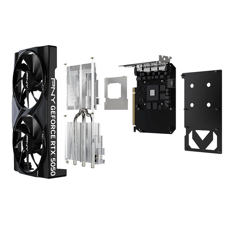 Grafikas karte PNY GeForce RTX 5050 — 8 GB GDDR6, 2317 MHz, 128 bitu, PCIe x8 5.0, divu ventilatoru dzesēšana