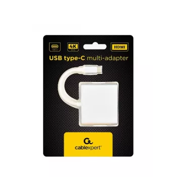 USB grafiskā adaptera GEMBIRD A-CM-HDMIF-02-SV, HDMI izeja, līdz 3840×2160, sudraba, 58.5×51×11.6 mm