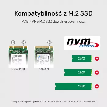 SSD korpuss Unitek S1206A 2× M.2 NVMe PCIe Gen3 x4, USB 3.2 Gen 2 (10 Gbit/s), alumīnijs, USB-C, ar barošanas bloku