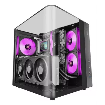 PC Midi Tower korpuss TACENS Mars Gaming MC-INFINIOLITE, Melns, Rūdīts stikls, atbalsta ATX/Micro-ATX/Mini-ITX, 120 mm ventilatori