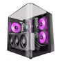 PC Midi Tower korpuss TACENS Mars Gaming MC-INFINIOLITE, Melns, Rūdīts stikls, atbalsta ATX/Micro-ATX/Mini-ITX, 120 mm ventilatori