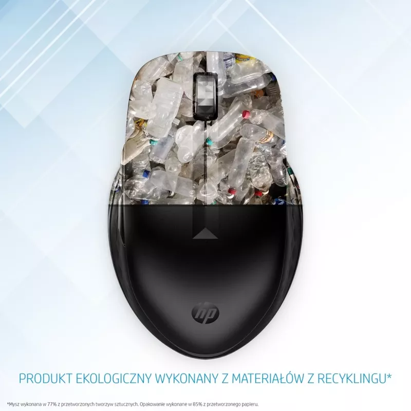 HP 435 Multi-Device Wireless Mouse, Ambidextrous, RF Wireless + Bluetooth, 4000 DPI, Melns