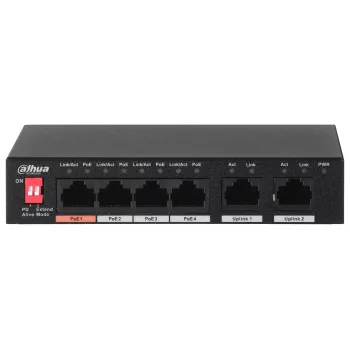 Dahua Technology PFS3006-4ET-60 Nenodrošināts L2 Fast Ethernet (10/100) Power over Ethernet (PoE) Slēdzis Melns