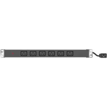 Froehlich & Walter 19 collu sadalītājs ar 6x IEC19 ligzdām alumīnija korpusā 1U, 3x 1,5mm kabelis 2,5m, RAL 9005 melns (808904)