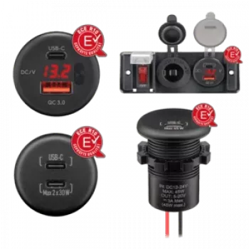 RAM Mounts Einbaucharger ar tukšiem vadiem USB-A/USB-C (560001)